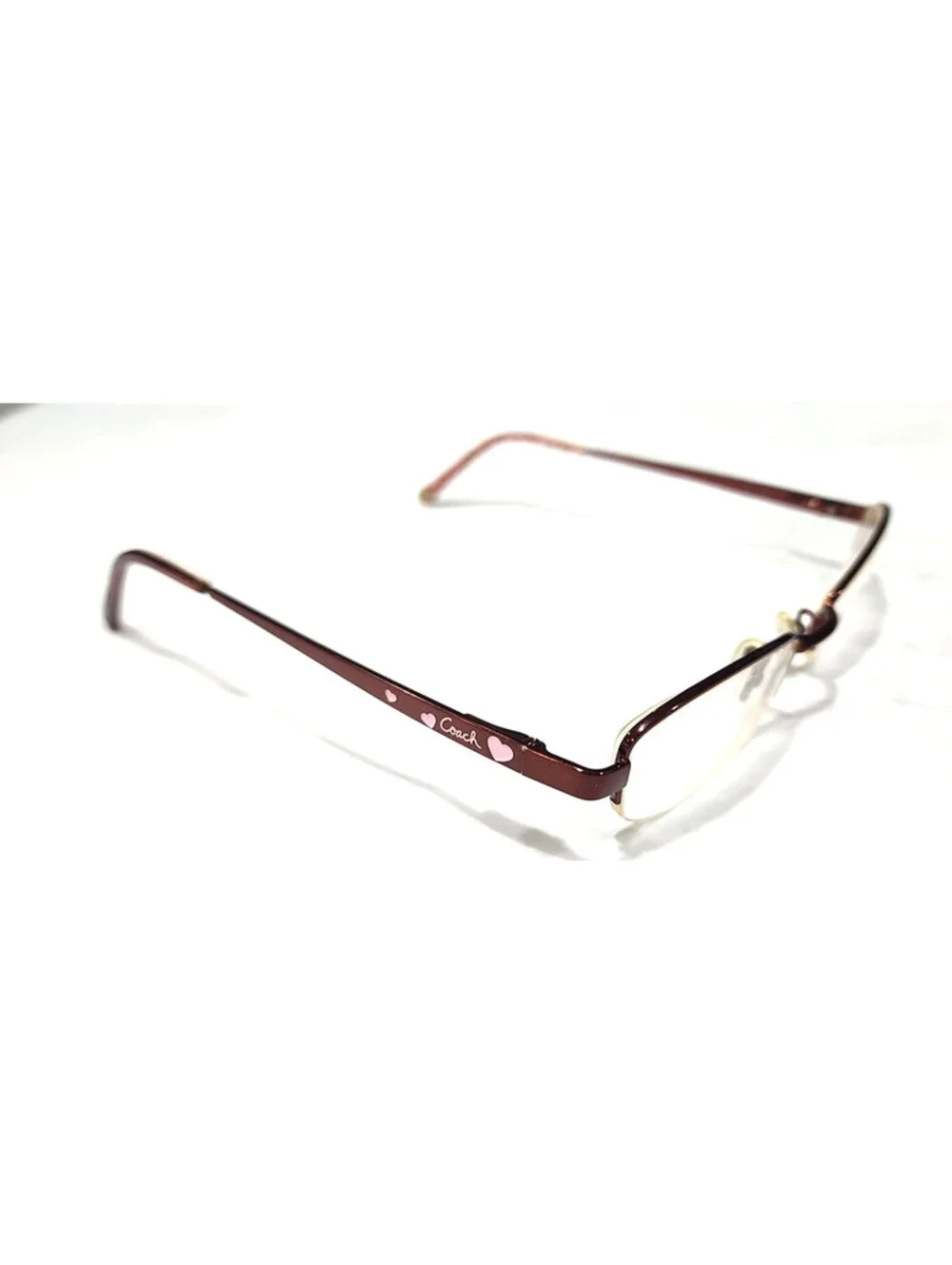 Coach Kian 219 Sm Burdeaux Pink Heart Half Rim Eyeglasses 51-18-135